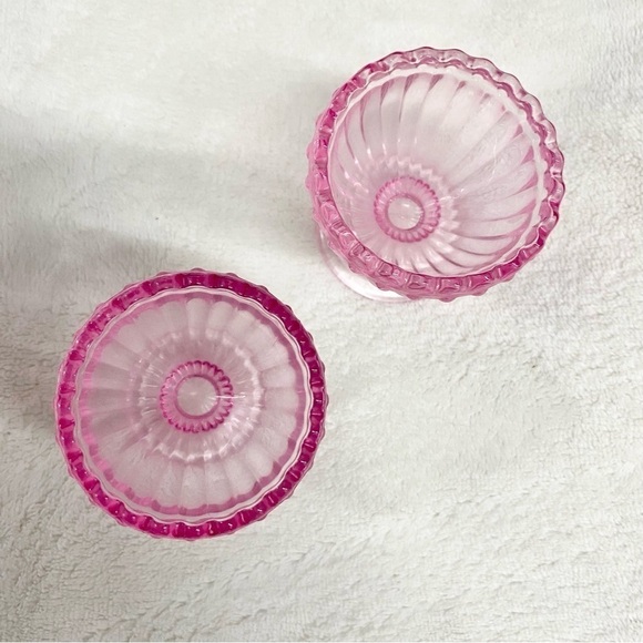 Pink Ridged Glass Easter Egg Cups - set of 2​ - Picture 2 of 3